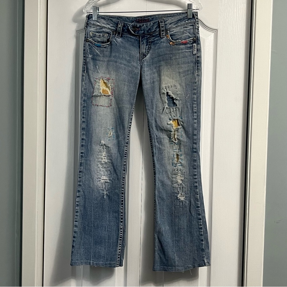 SILVER Tuesday denim jeans with distressed patches women’s size 28